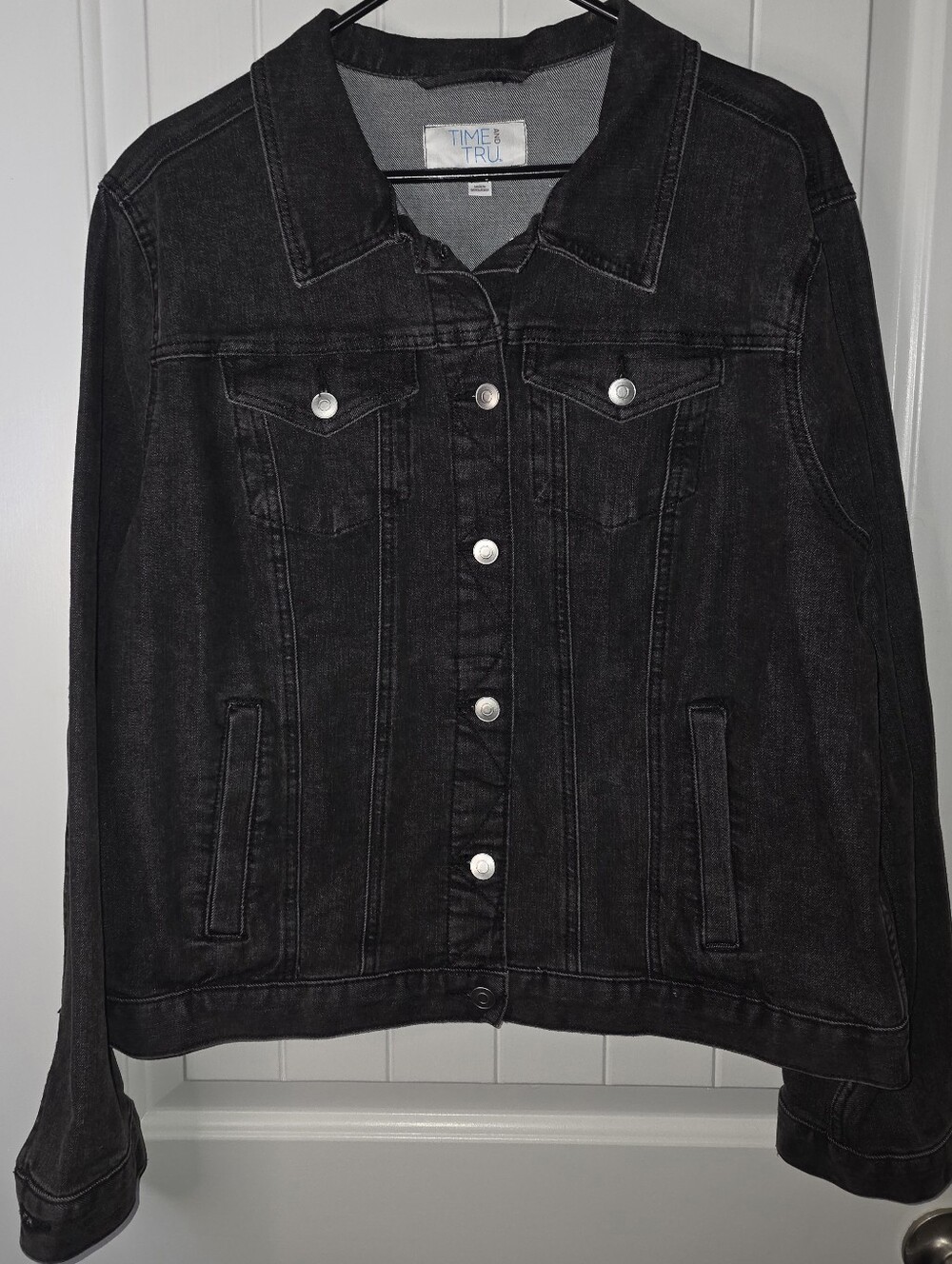Time and Tru Black Denim Jacket - Women's Classic Trucker NWT XL